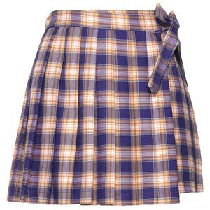 VICOLO uniform style plaid pleated mini skirt purple and gold